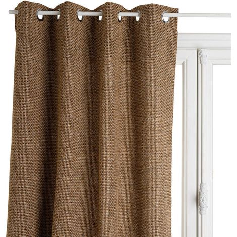 Atmosphera – Rideau voilage lin beige 140x260 cm – 8 œillets en acier inoxydable – Lavable en machine – Compatible tringles standard (1/5)