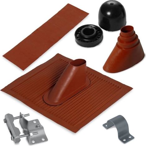 Satix kit de montage pour toit avec tuile, pour mât d'antenne satellite, rouge brique - SBN00202