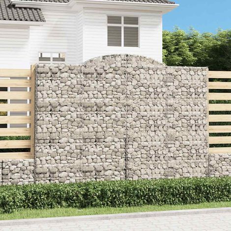 Cestas de gaviones 4 uds forma de arco hierro 300x50x220/240 cm