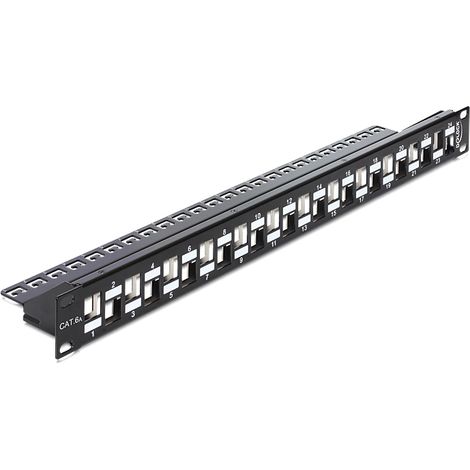 Delock 19 keystone patch panel 24 port staggered with strain relief