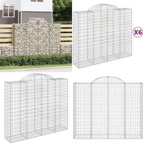 Gabionen mit Hochbogen 6 Stk. 200x50x160/180cm Verzinktes Eisen - Gabionen - Gabionenkorb - Gartendeko - Zaun - Sichtschutz - Home & Living (1/5)