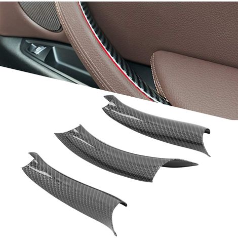 Ensemble de trois protections de poignées de porte intérieures en fibre de carbone pour BMW X5, X6, F15, F16, F85, F86 (2014-2019) (1/5)