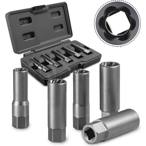 Juego de vasos LARGOS para quitar tuercas y tornillos dañados y tornillos antirrobo ( Vasos Twist ), 5 piezas (1/5)