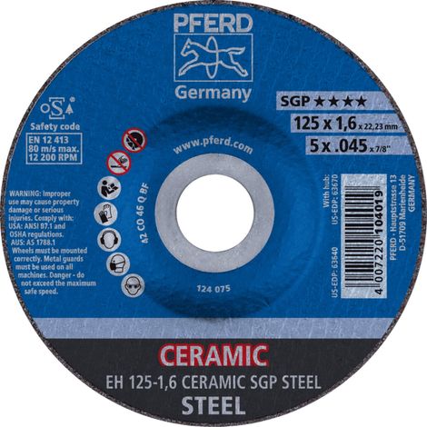 PFERD TOOLS Trennscheibe EH 125x1,6x22,23 mm gekröpft CERAMIC Speziallinie SGP STEEL für Stahl 25 Stk (1/5)