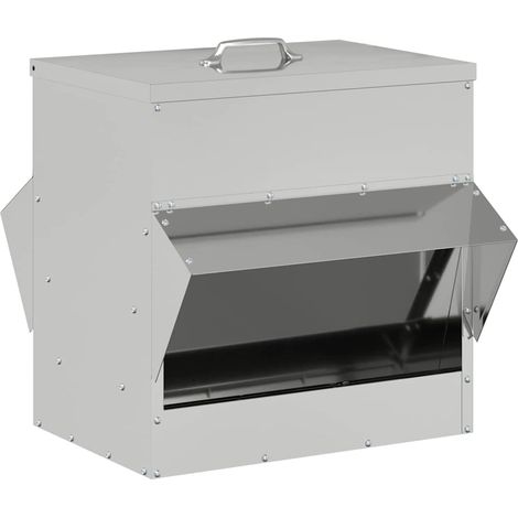 Chicken Feeder Silver 40.5 x 45 x 41 cm Galvanised Steel vidaXL