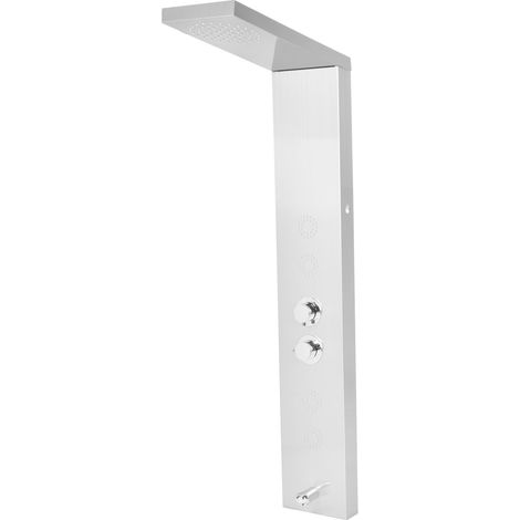 Ensemble de colonne de douche en acier inoxydable brossé G1/2, système de douche avec pommeau de pluie, accessoires de salle de bain, finition brossée. (1/5)