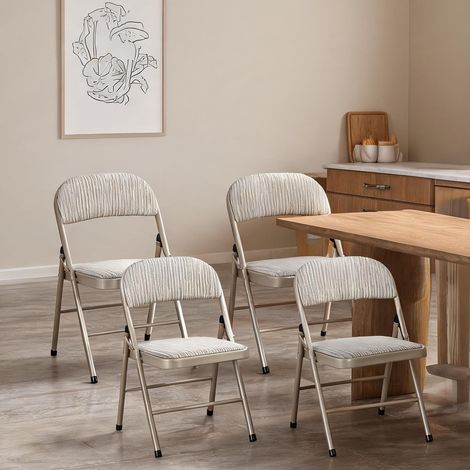 Chaise de salle à manger beige en polyester acier 45 x 46 x 78 cm (1/5)