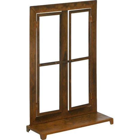Cadre de fenêtre, 55 cm de longueur, 80 cm de hauteur, fer et acier inoxydable, utilisable en intérieur/extérieur, résistant aux intempéries (1/5)