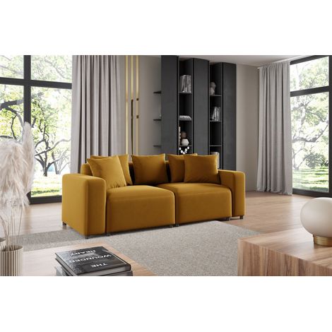 Sofa Designersofa MEGAN 2-Sitzer in Stoff Salvador Honiggelb (1/3)