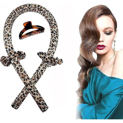bandeau De Tige De Curling Sans Chaleur(leopard Print), Bigoudi En Soie, Fer Friser Doux Endormi, Ensemble De Cheveux Boucls Onduls, Bigoudis Rou (1/5)