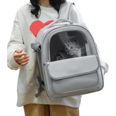 Sac à Dos pour Animaux de Compagnie - Double épaule Portable Pack Frontal de Style Astronaute Respirant avec Ouverture latérale Grand Sac Spatial pour Petits Chiens et Chats Moyens - V (1/5)