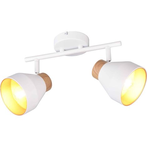 Barra 2 luci, metallo e legno, bianco e oro, L 32 cm, Valentin (1/5)