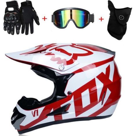 Casque Moto - Pleine Couverture - Hors-Route - Taille S à XL - Visière Anti-UV - Intérieur Hypoallergénique - 1 Pièce