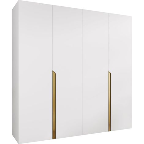 Armoire Hartford 581, Blanc, 202x200x52cm, Portes d'armoire: Avec des charnières, Nombre d'étagères: 0 (1/5)