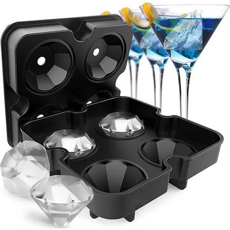 Bac à glaçons en silicone noir en forme de diamant - AquaForge (1/5)