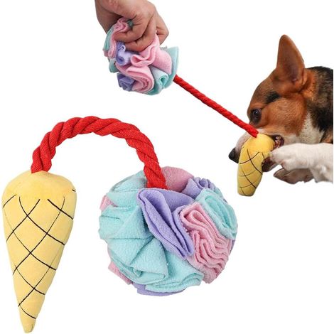 Jouet chien peluche couineur coloré, interactif portable (1/5)