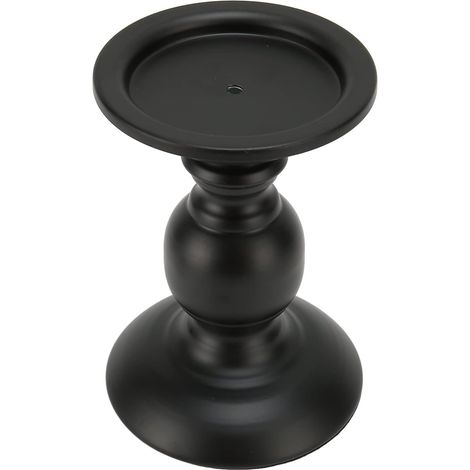Bougeoir Pilier Antirouille en Métal Noir Fer Mat Pilier Bougeoir Ornement Table à Manger Décoration pour Mariage, Table à Manger, Fête (1/5)