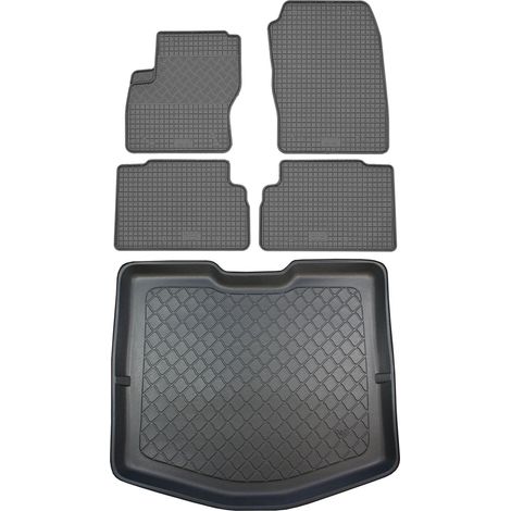 Ensemble de tapis de sol en caoutchouc pour Ford C-Max II VAN (5 portes) de 11/2010 à 06/2019 : tapis de sol de voiture et tapis de coffre. (1/5)