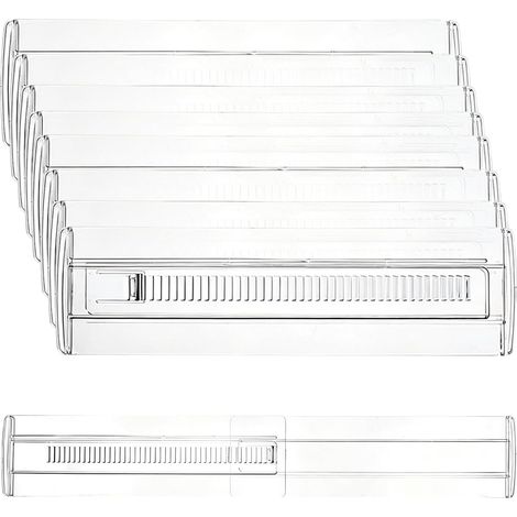Lot de 8 Séparateurs de Tiroirs en Plastique, Separateur Tiroirs, Separateur Tiroirs Ajustables (28.5-50.5cm), Organisateur de Tiroir, pour Armoires, Chambres, Commodes, Bureaux, Maquillage (1/5)