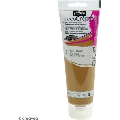 Peinture acrylique - PEBEO - DecoCrème - Marron abac - 120 ml - Finition Mat