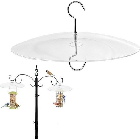 Protector para comedero colgante, 30 cm, Multifuncional, Resistente a la lluvia, terrazas, comederos y postes de montaje, Transparente (1/5)