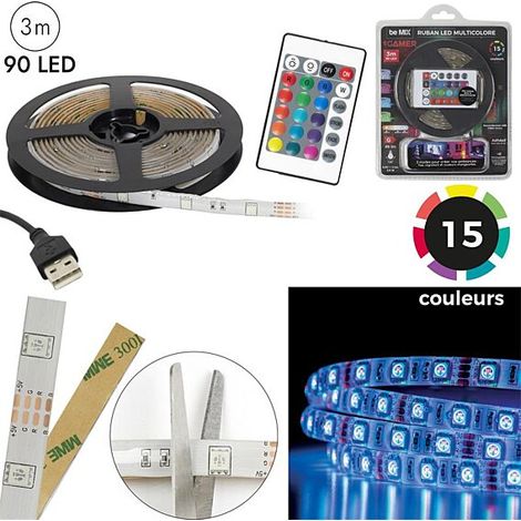 RUBAN LED - HOME DECO FACTORY - RGB - Télécommande - Multicolore (1/5)