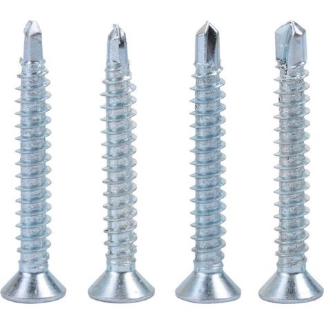 50 pièces Vis autoperceuse M4,2 tête plate queue de forage pour fixation de tôle (1/5)