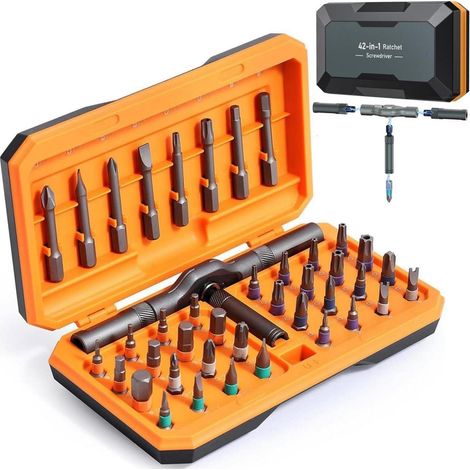 Schraubendreher Set 42in1 Magnet Ratsche Multi Bit Orange (1/5)