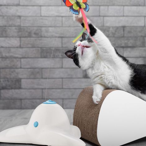 Katzenspielzeug mit rotierendem schmetterling - interaktiver spa