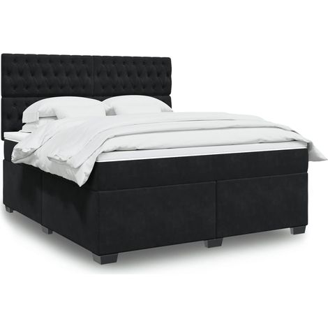 Boxspringbett mit Matratze Schwarz 180x200 cm Samt