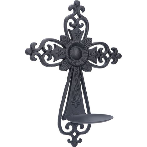 Bougeoirs muraux en fer forgé style vintage, appliques en forme de croix pour la décoration murale de la maison, mariages et événements (1/5)