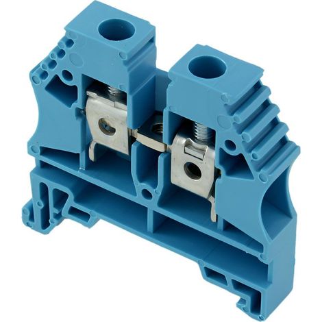 Bloc de jonction bleu 50A – Connexion à vis pour câble jusqu'à 10mm² – Montage sur rail DIN – Borne électrique – IMO