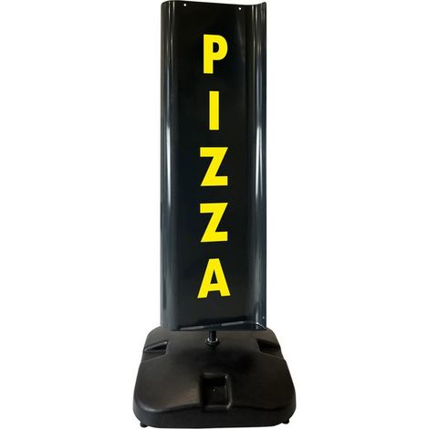 Panneau rotatif double face "PIZZA - OUVERT" de dimensions 133 x 50 cm