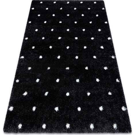 Carpet FLUFFY 2370 shaggy dots - anthracite / white black 200x290 cm