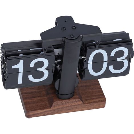 Retro flip clock, elegant minimalist style, small 24-hour scale, automatic page rotation, black mechanical shelf (1/5)