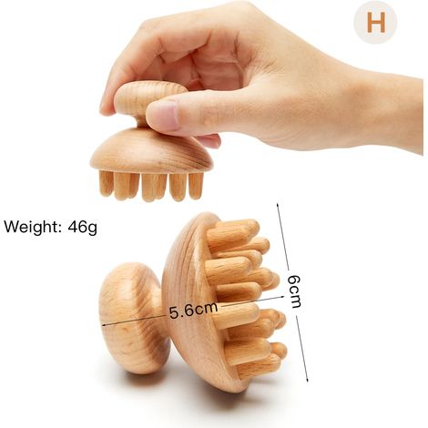 Masseur anti-cellulite Gua Sha en bois, outil de massage des tissus profonds, masseur corporel relaxant, rouleau de massothérapie pour le visage 00505-AquaForge