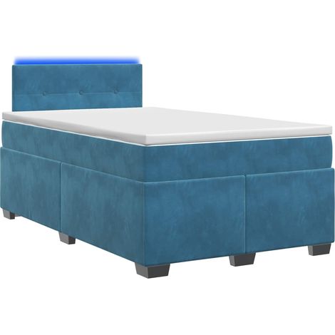 Lit de box spring avec matelas et LED Bleu 120 x 200 cm Velours vidaXL (1/5)