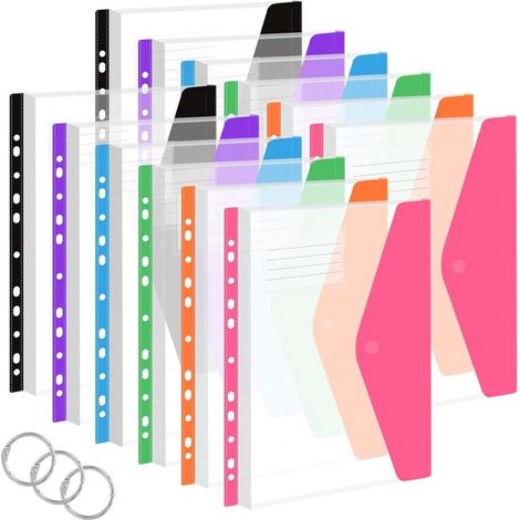 Carpetas para documentos A4, Organiza tus documentos, Material PP impermeable, 12 unidades, 6 colores transparentes (1/5)