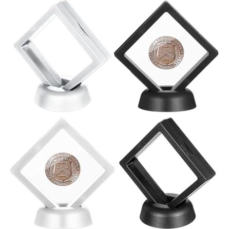Lot de 4 boîtes de présentation flottantes avec couvercle hermétique - Porte-dents, organiseur de coquillages, cadre à bijoux pour boucles d'oreilles, broches, épingles et petits objets de collection (1/5)