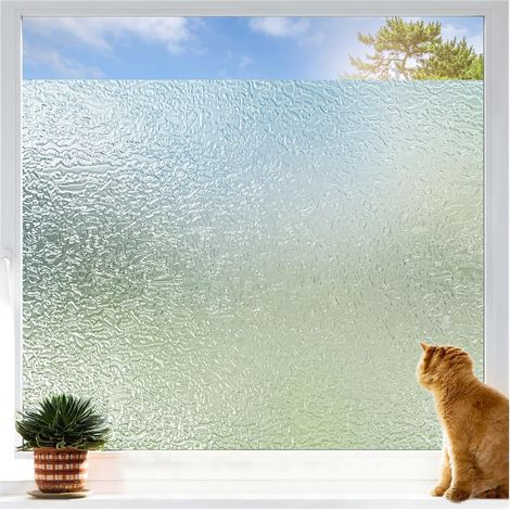 film fenêtre anti regard autocollant 90 cm x 2 m - Givré adhésif et décoratif brise-vue cache occultant pour vitre, vitrage, douche