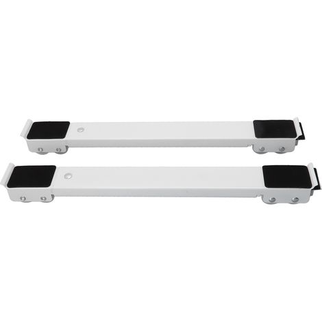 Lot de 2 roulettes en acier pour meubles et appareils électroménagers, supportant une charge de 300 kg, extensibles, pour lave-vaisselle, blanches. (1/5)