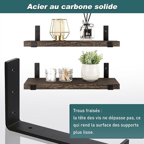 Equerre Murale échafaudage - Support Etagere Murale - Supports d'étagère Industriels Noirs avec vis (30 x 15 cm) (1/4)