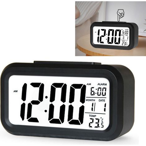 Wiederaufladbarer, intelligenter LED-Digitalwecker mit hellem Schwarzlicht, für Schüler und Kinder, originelles Geschenk, batteriebetrieben, Englisch (1/5)