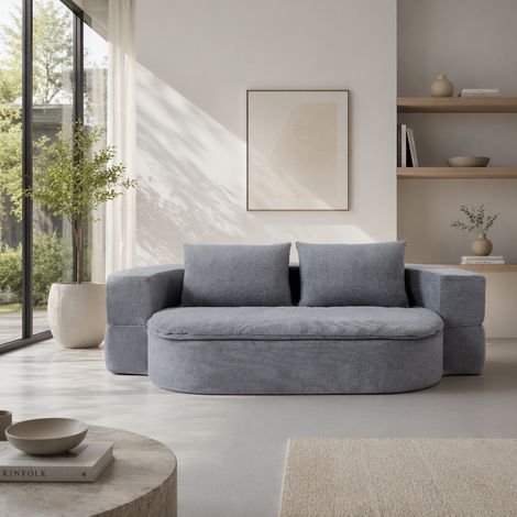 Divano letto pieghevole 131x32x32 cm, multifunzione, senza montaggio, flanella grigio chiaro (1/5)