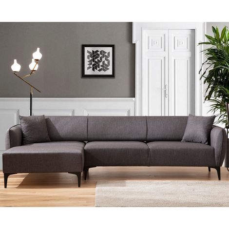 Ecksofa links Belissimo Dunkelgrau
