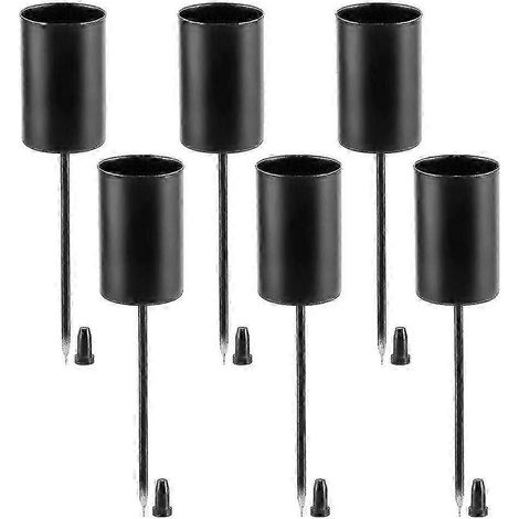Bougeoirs, couronne, chandeliers, bougies coniques avec pique, lot de 6 noirs (1/5)