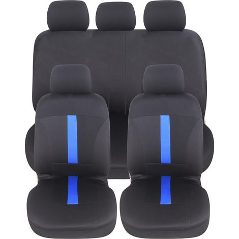 Lupex Shop - Coprisedili auto, anteriori e posteriori, universali adattabili, tessuto poliestere, No Suv (mod. C) colore - Blu Chiaro (1/4)
