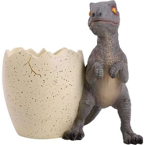 Pot à crayons en forme d'œuf de dinosaure, joli organisateur de bureau, porte-stylos de grande capacité pour la maison (gris) (1/5)