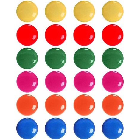 Aimants de bureau, 24pcs aimants ronds colorés pour réfrigérateur et tableau blanc pour la décoration de cartes, 6 couleurs (1/5)
