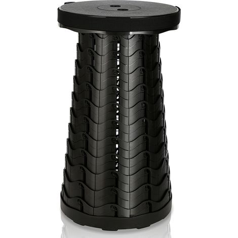 Wolketon Sgabello telescopico portatile. max 250KG. Sgabello Pieghevole Portatile per Viaggi. Campeggio 45x26CM Nero